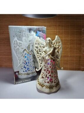 Costco LED Lighted Angel Figurine 11.5” Colour Changing Christmas Decor